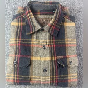 Orvis Mens 100% Cotton L/S Plaid Heavy Flannel Shacket Size M Multicolor